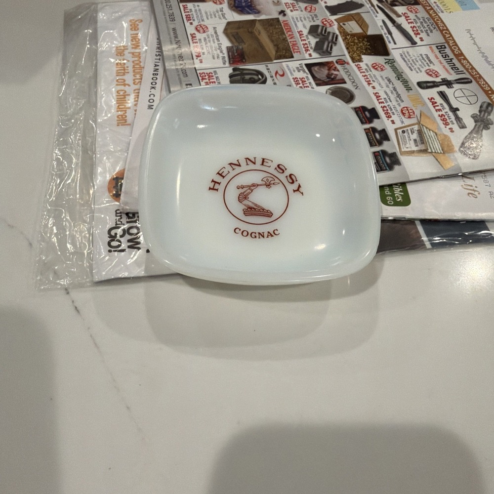 Vintage Hennessy Cognac Ashtray Made In France Opalex White Rare EUC